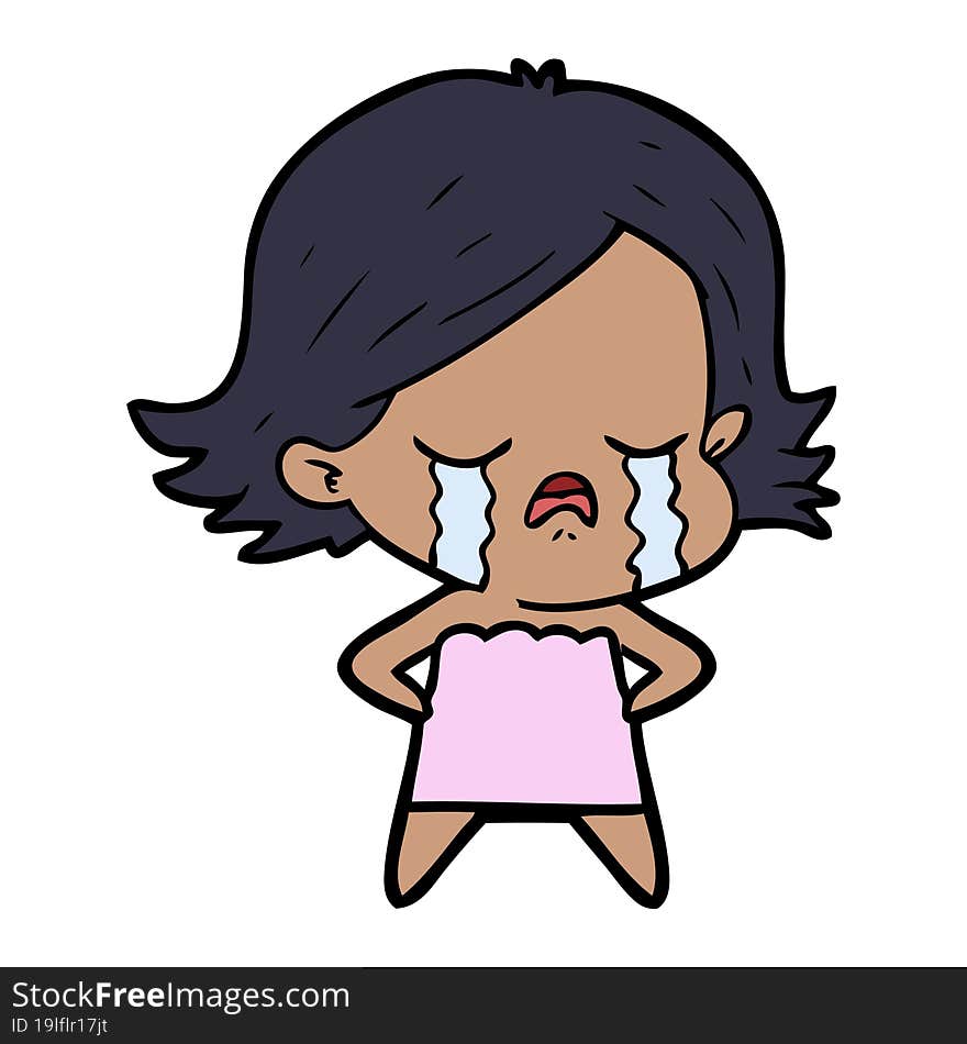 cartoon girl crying. cartoon girl crying