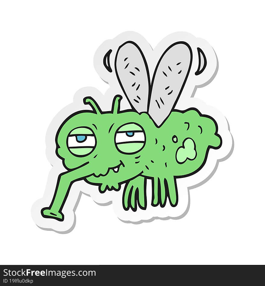 Sticker Of A Cartoon Fly