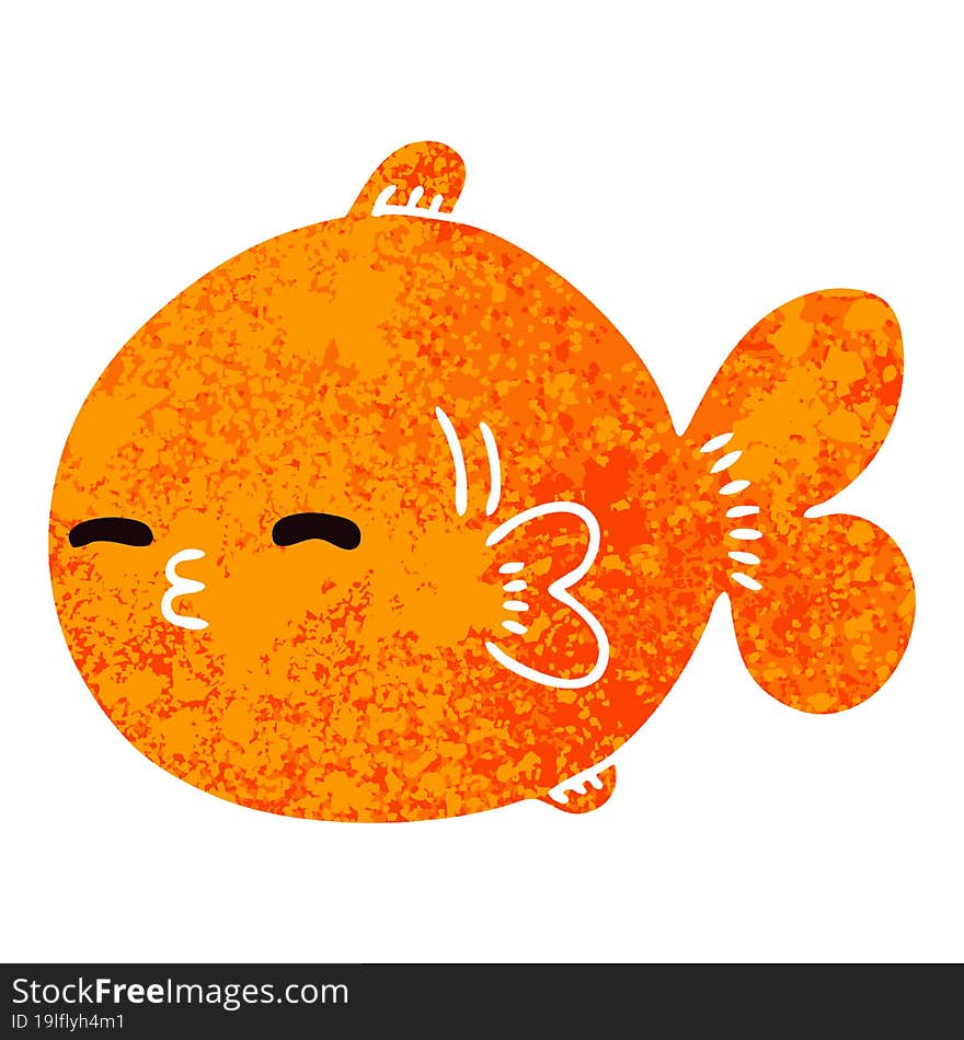 quirky retro illustration style cartoon fish