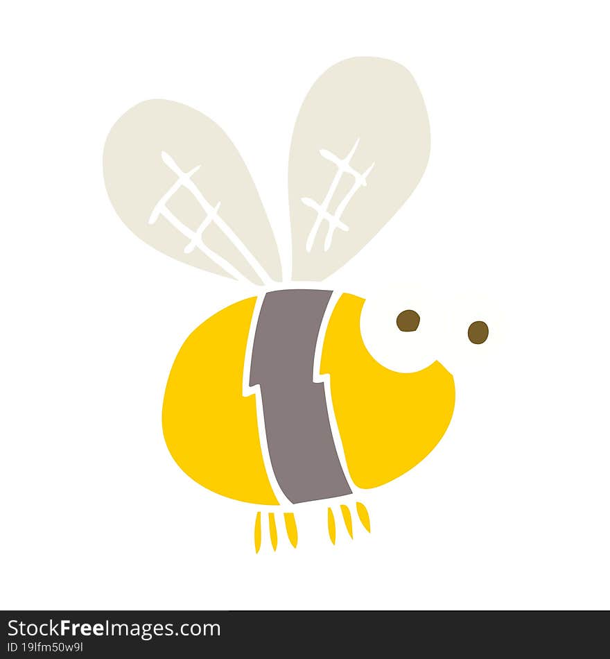 Flat Color Illustration Of A Cartoon Bee