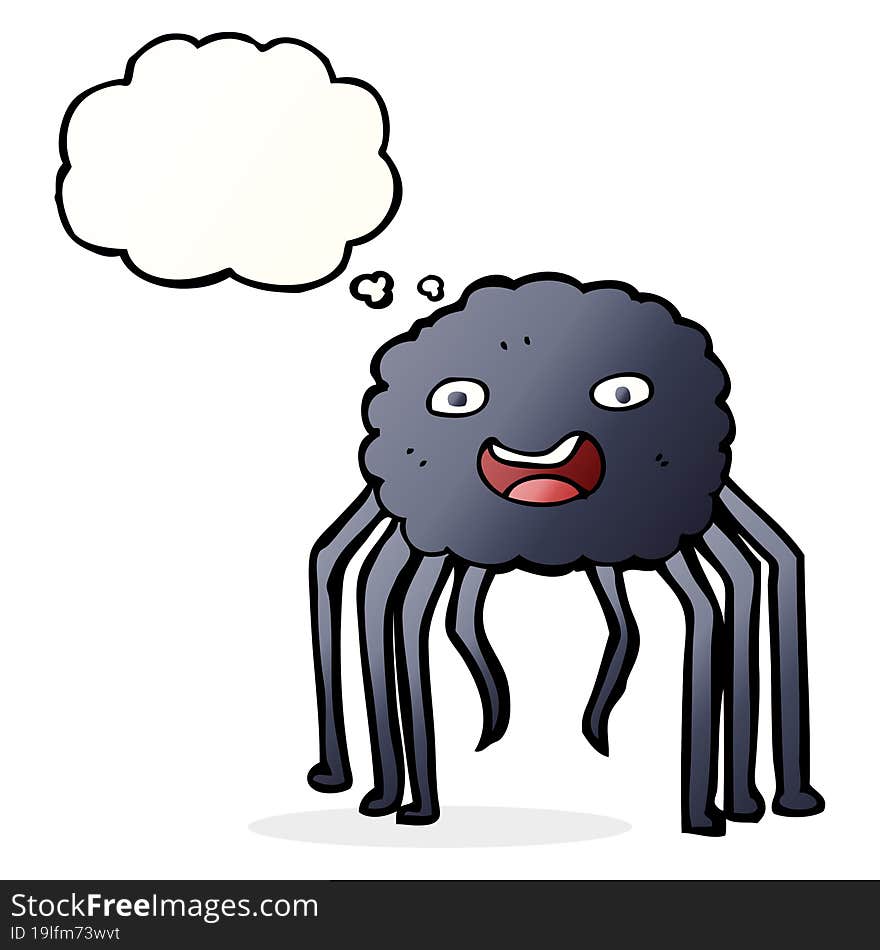 cartoon spider with thought bubble