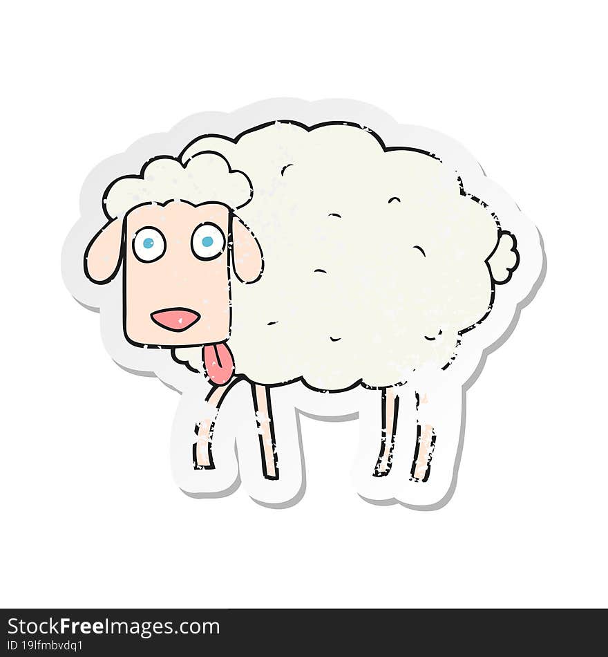 retro distressed sticker of a cartoon sheep