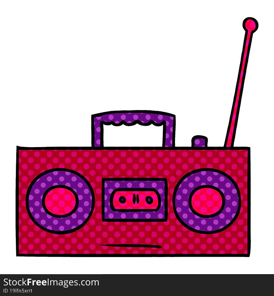 Cartoon Doodle Of A Retro Cassette Player