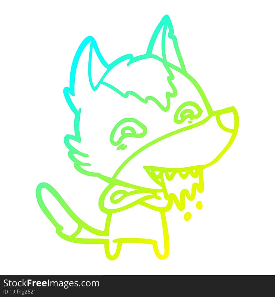 cold gradient line drawing cartoon hungry wolf