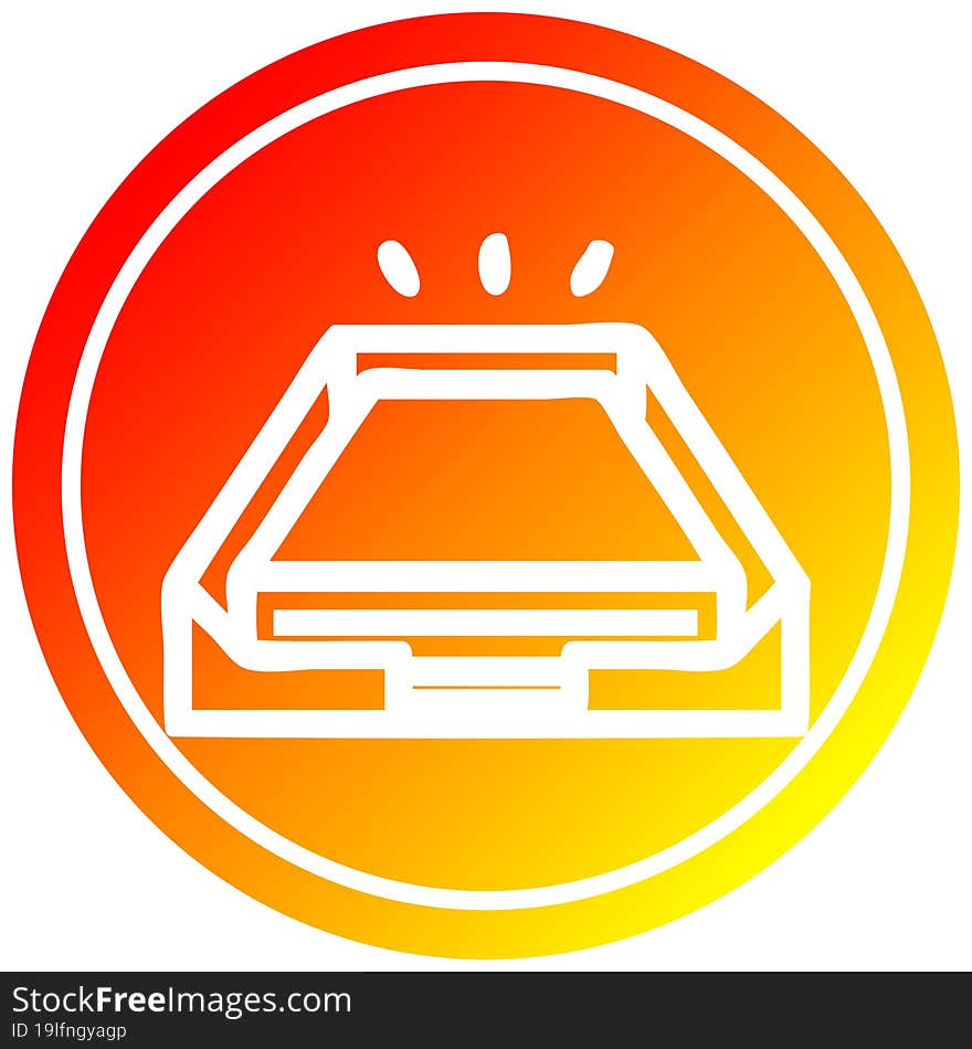 low office paper stack circular icon with warm gradient finish. low office paper stack circular icon with warm gradient finish