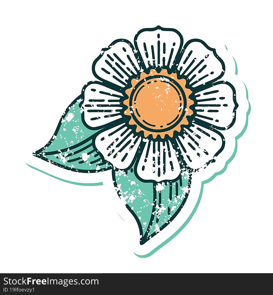 iconic distressed sticker tattoo style image of a flower. iconic distressed sticker tattoo style image of a flower