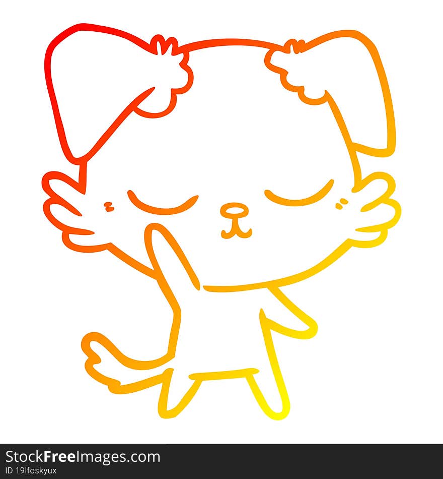 Warm Gradient Line Drawing Cute Cartoon Dog