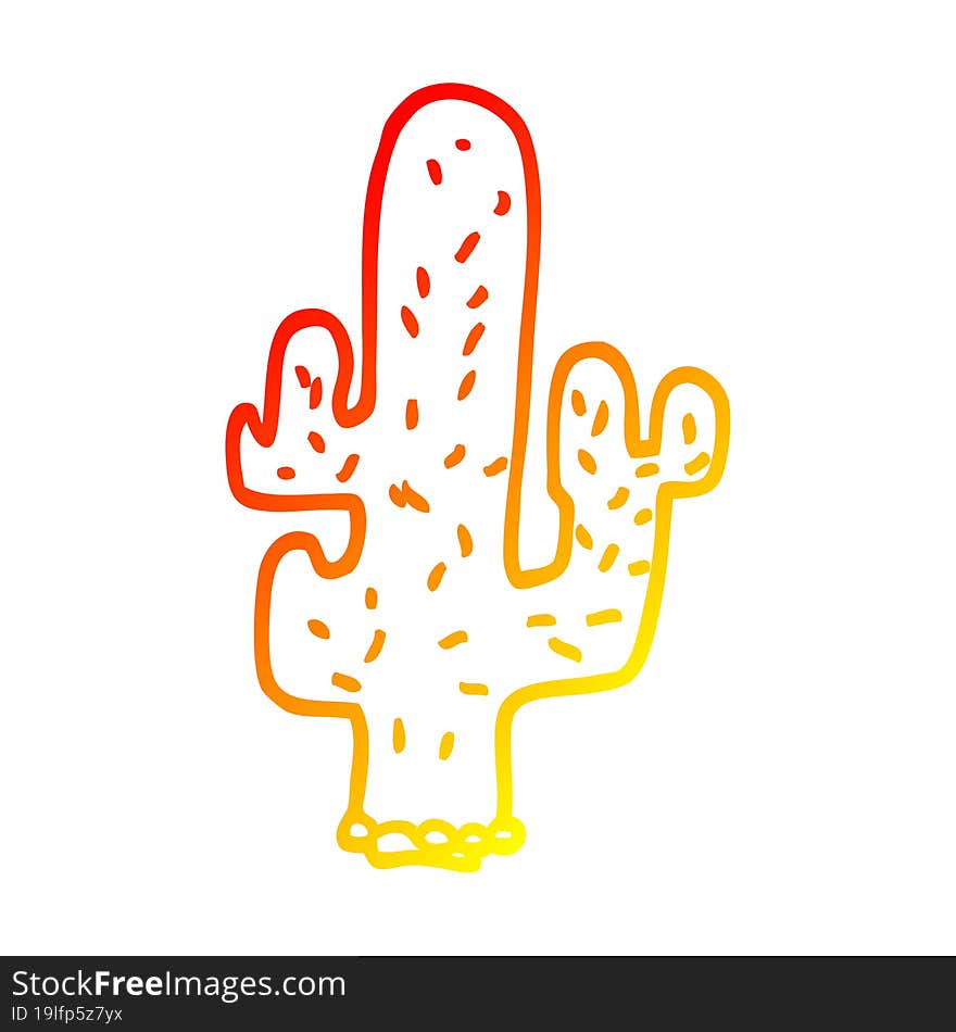 Warm Gradient Line Drawing Cartoon Cactus