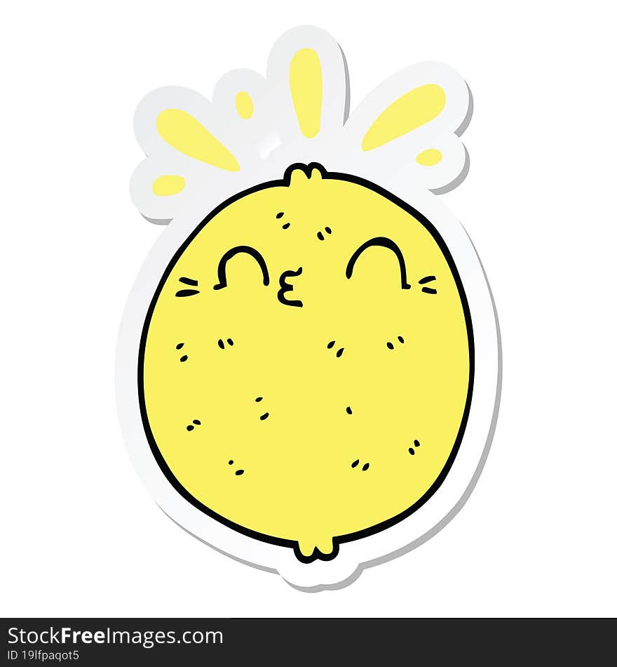 sticker of a cute cartoon lemon