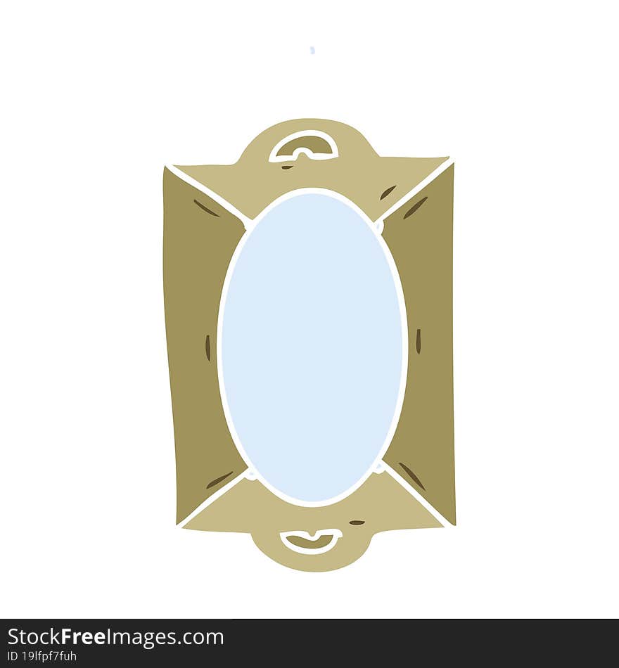 flat color style cartoon framed old mirror