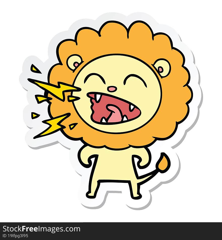 Sticker Of A Cartoon Roaring Lion