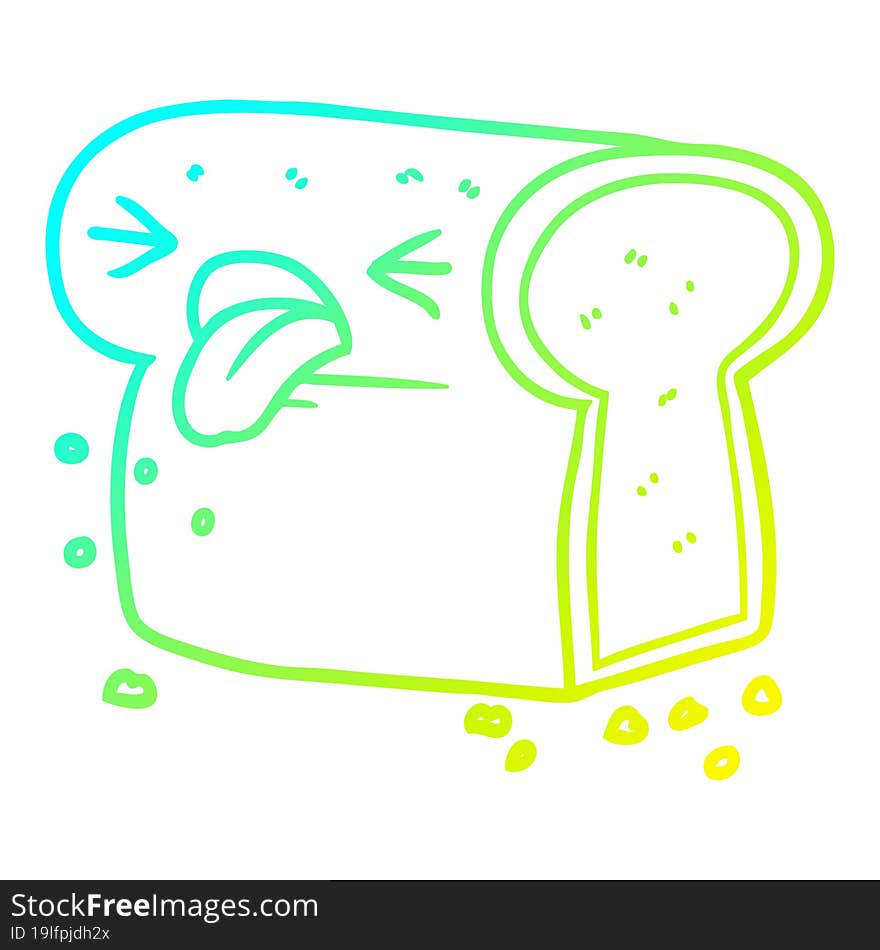 Cold Gradient Line Drawing Cartoon Disgusted Loaf Of Bread