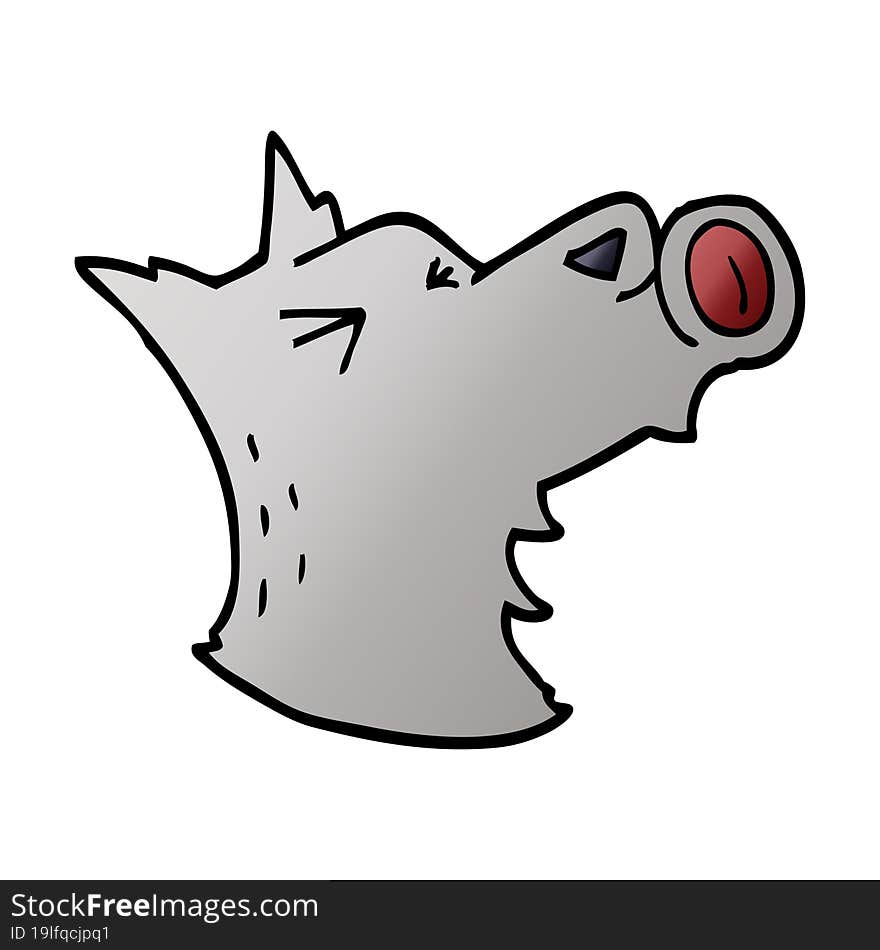 cartoon doodle howling wolf