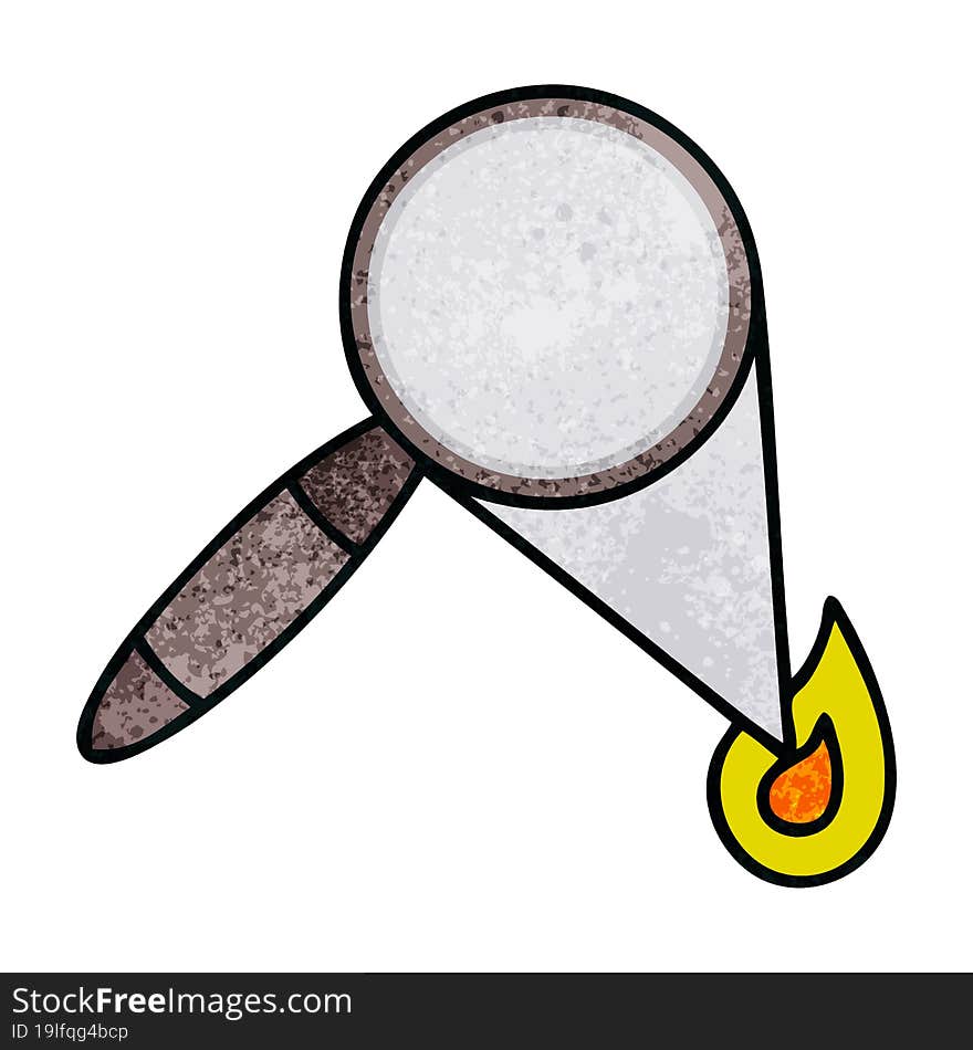 retro grunge texture cartoon of a magnifying glass