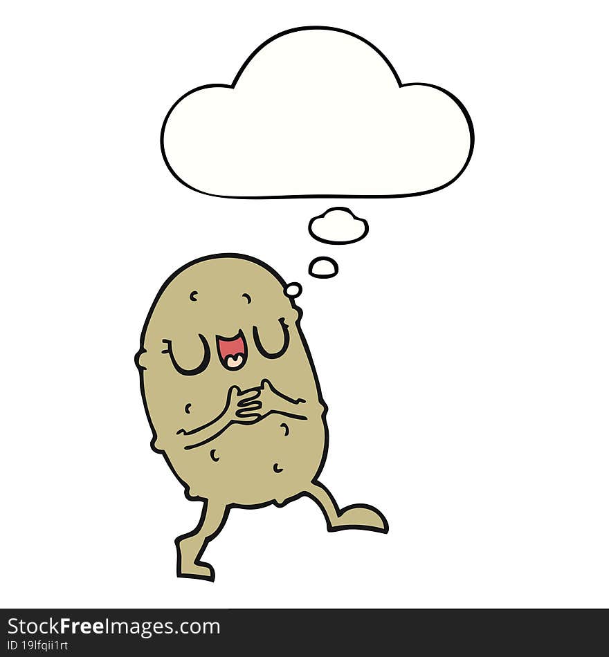 cartoon happy potato and thought bubble