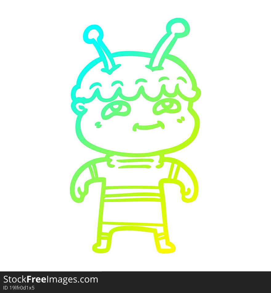 cold gradient line drawing friendly cartoon spaceman