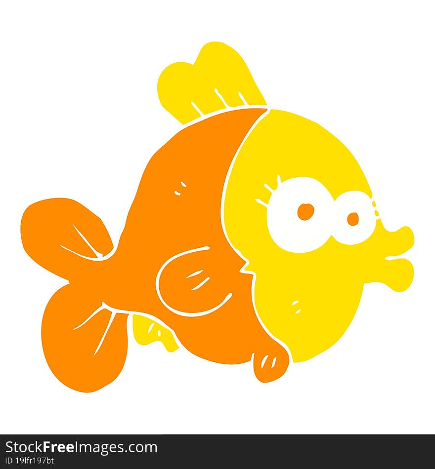 Funny Flat Color Illustration Of A Cartoon Fish