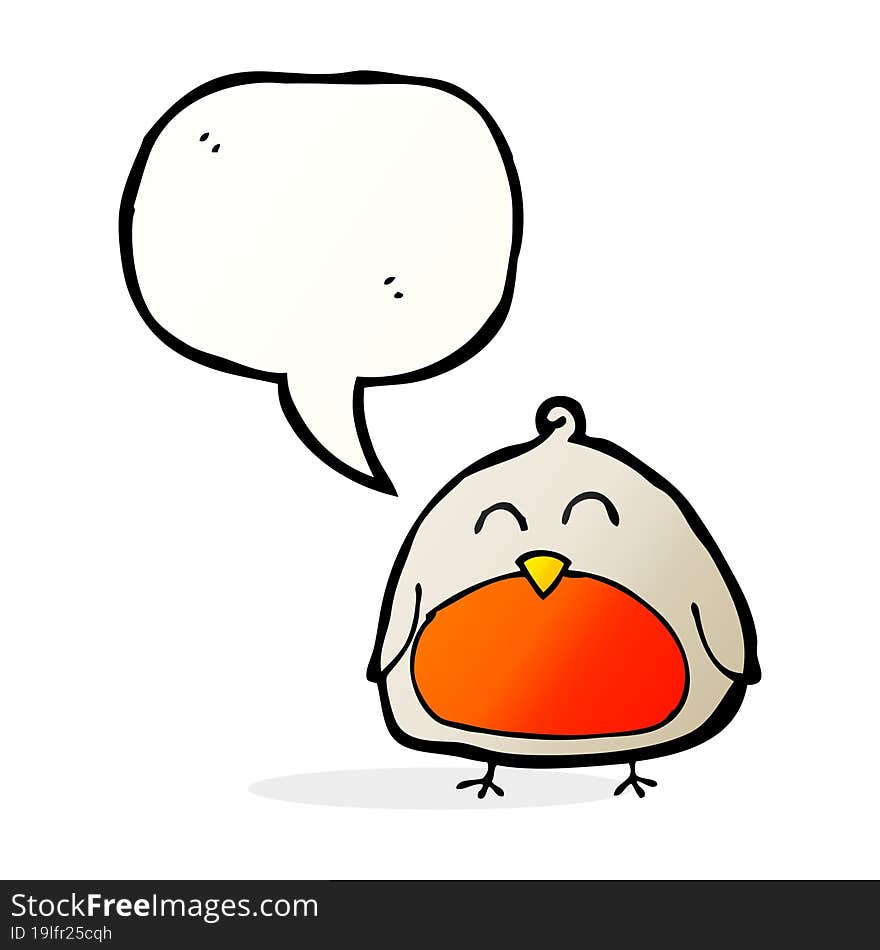 funny cartoon christmas robin with speech bubble