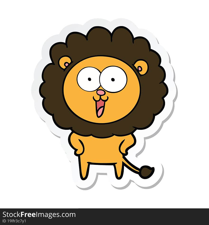 sticker of a happy cartoon lion