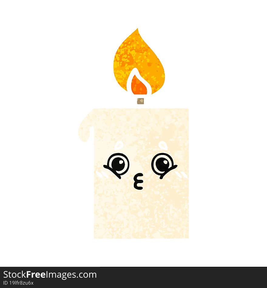 retro illustration style cartoon lit candle