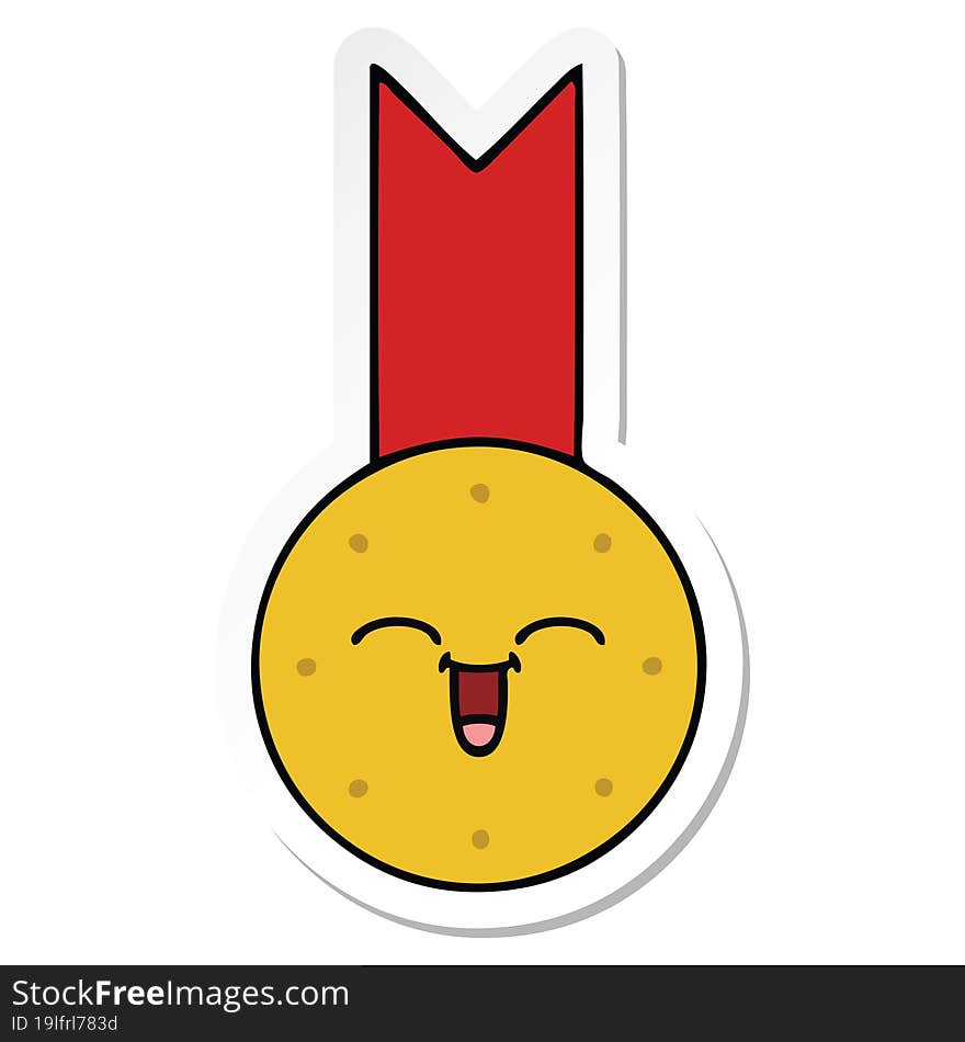 Sticker Of A Cute Cartoon Gold Medal