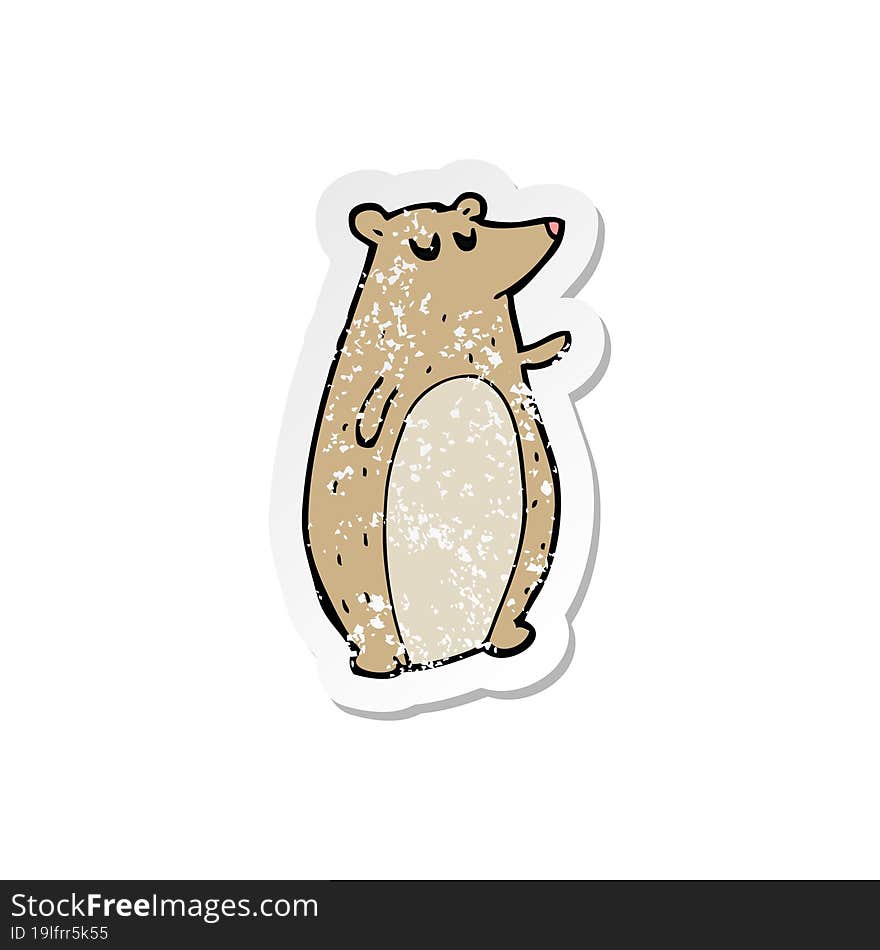 retro distressed sticker of a cartoon bear