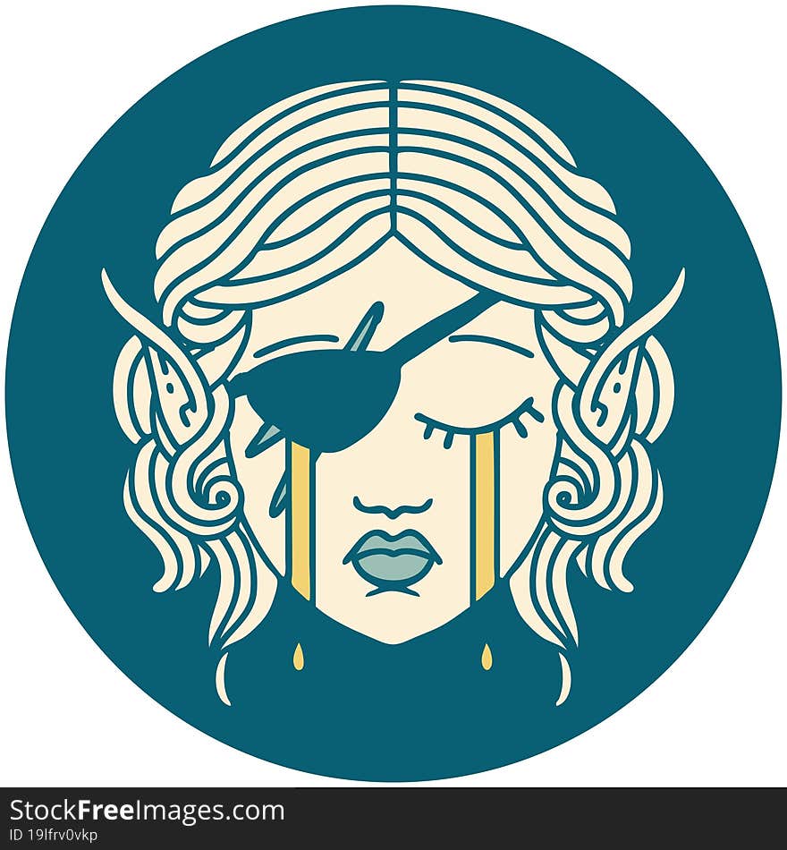 crying elf rogue character face icon