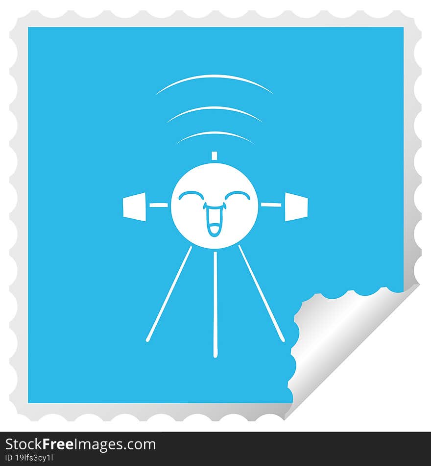 square peeling sticker cartoon satellite