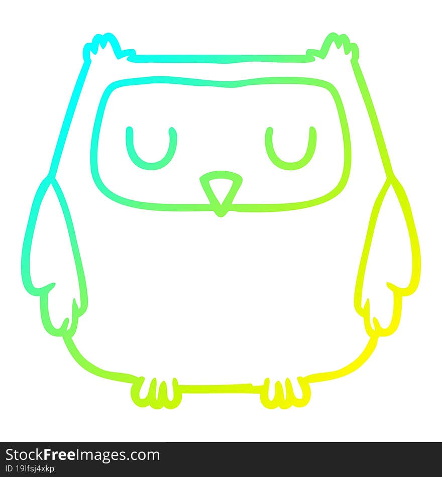 cold gradient line drawing cartoon owl