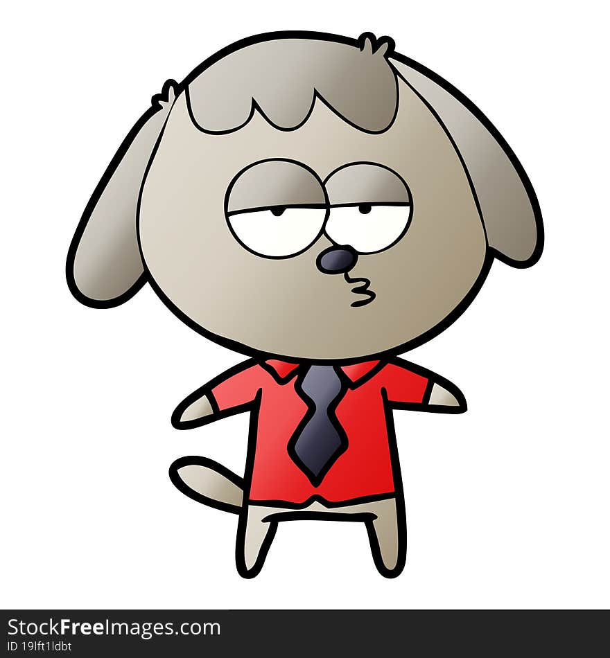 cartoon bored dog in office clothes. cartoon bored dog in office clothes