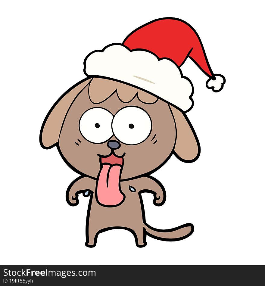 cute hand drawn line drawing of a dog wearing santa hat. cute hand drawn line drawing of a dog wearing santa hat