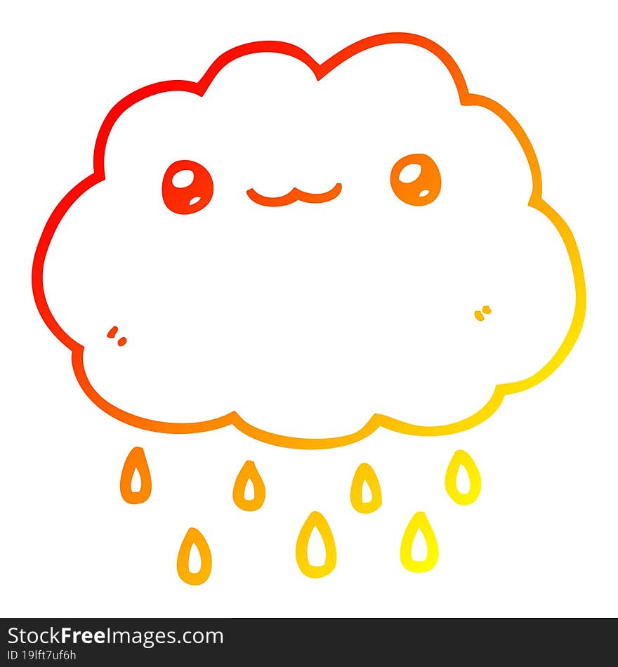 warm gradient line drawing cartoon cloud