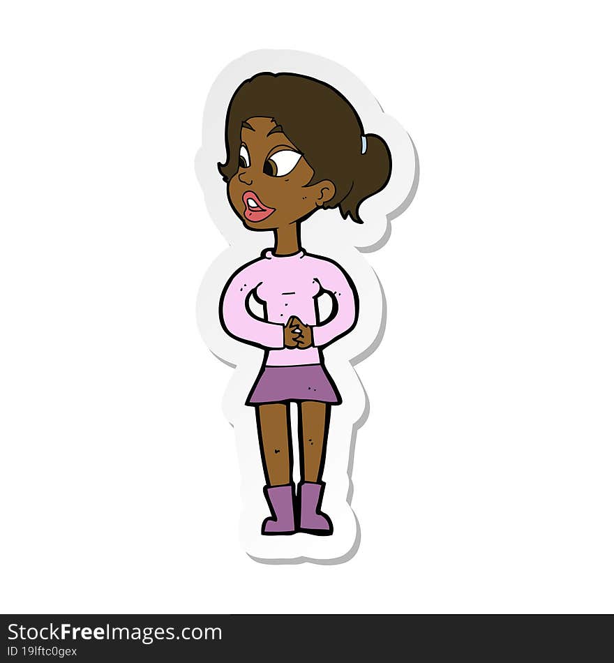 sticker of a cartoon girl talking