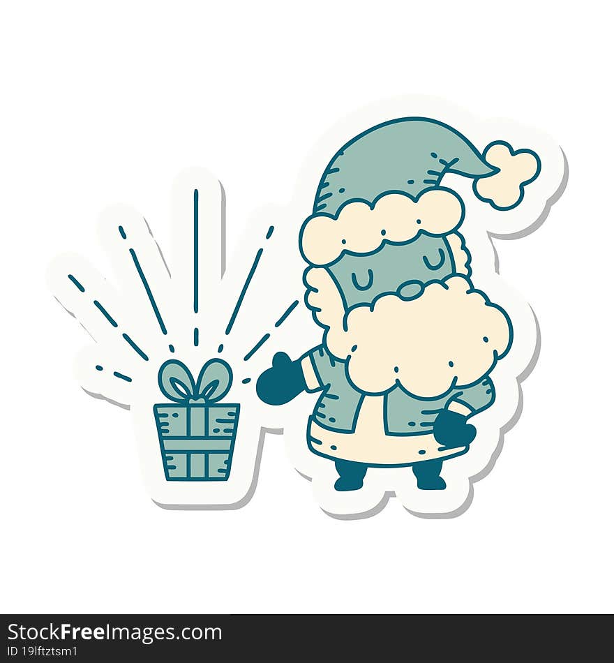 sticker of tattoo style santa claus christmas character