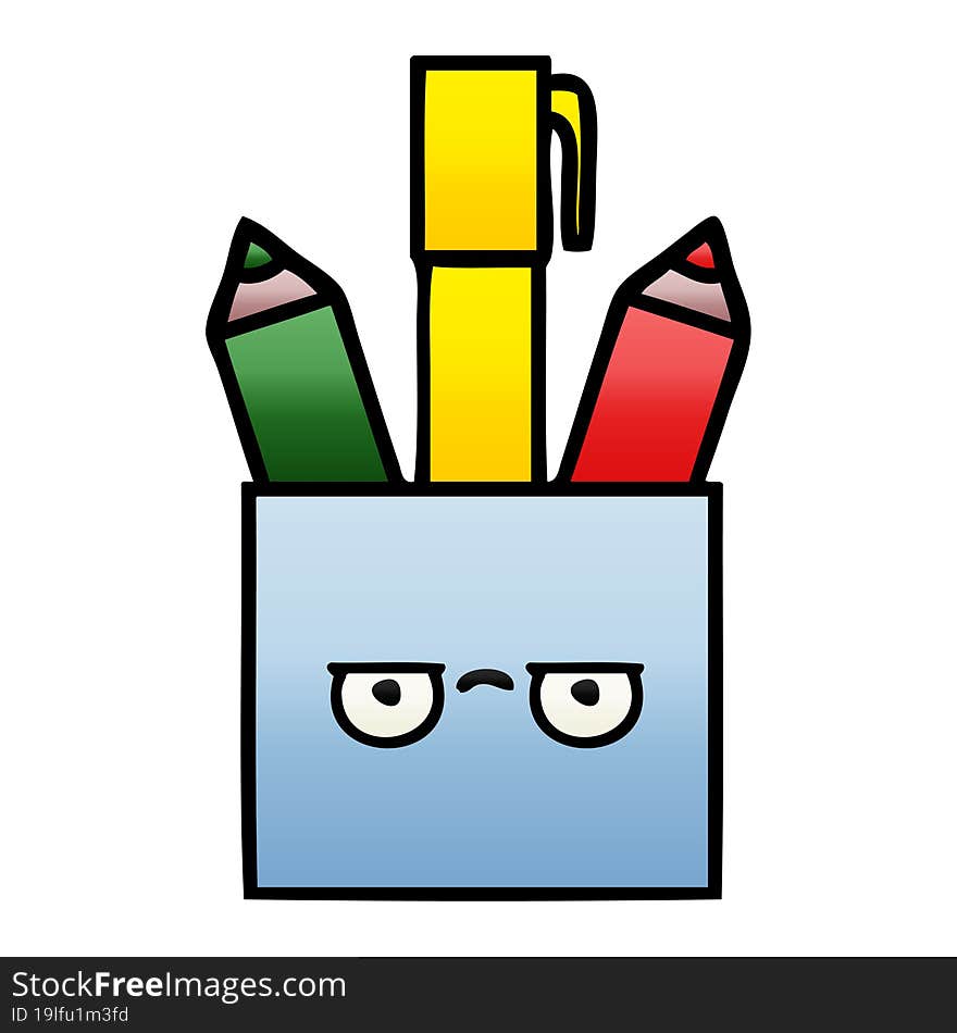 gradient shaded cartoon pencil pot