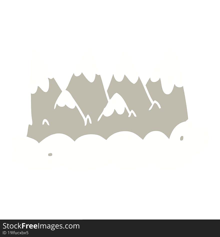 Flat Color Illustration Cartoon Mountains