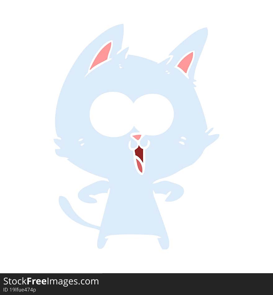 funny flat color style cartoon cat