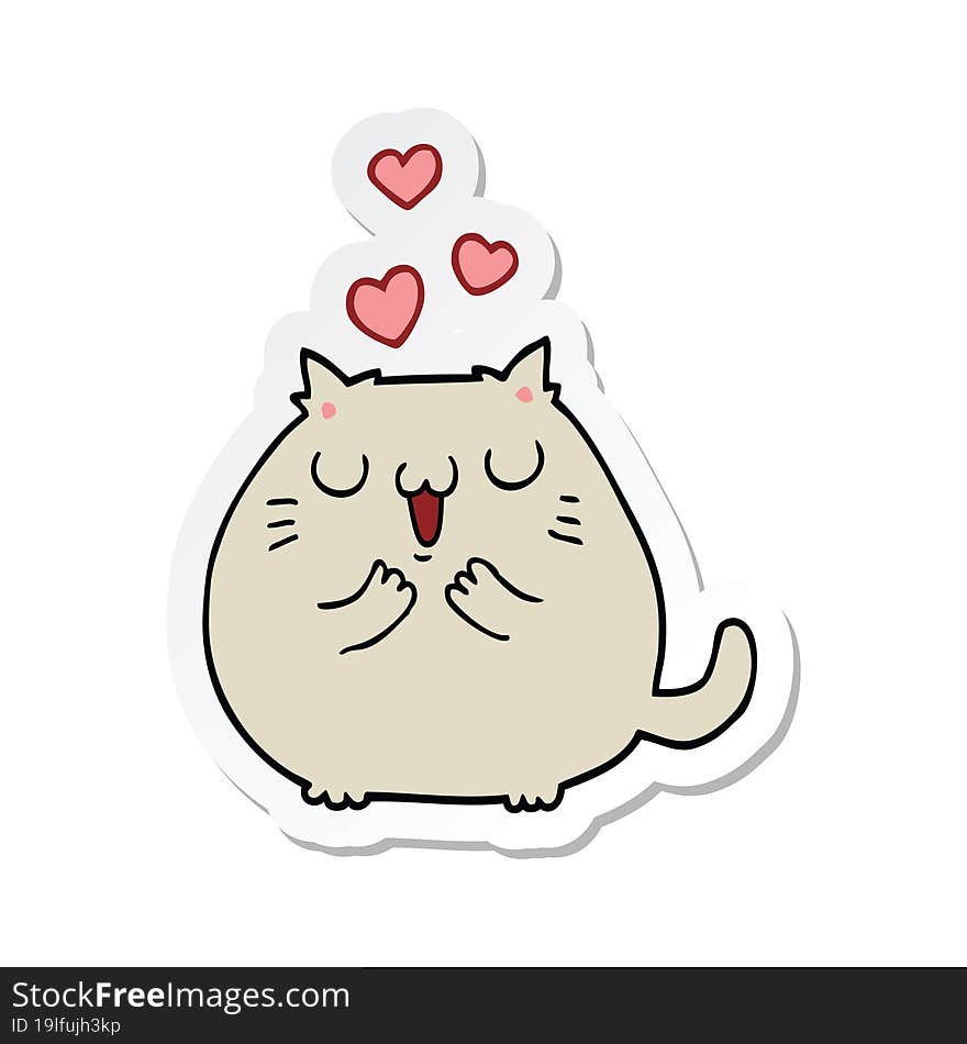 sticker of a cute cartoon cat in love