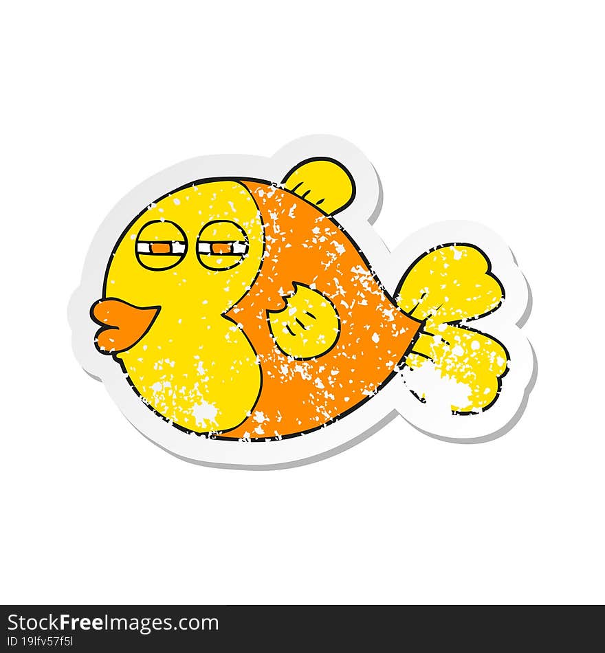 Retro Distressed Sticker Of A Cartoon Fish