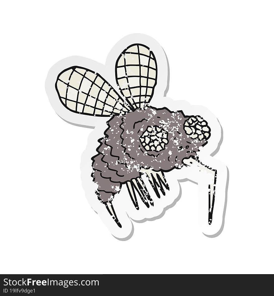 retro distressed sticker of a cartoon fly