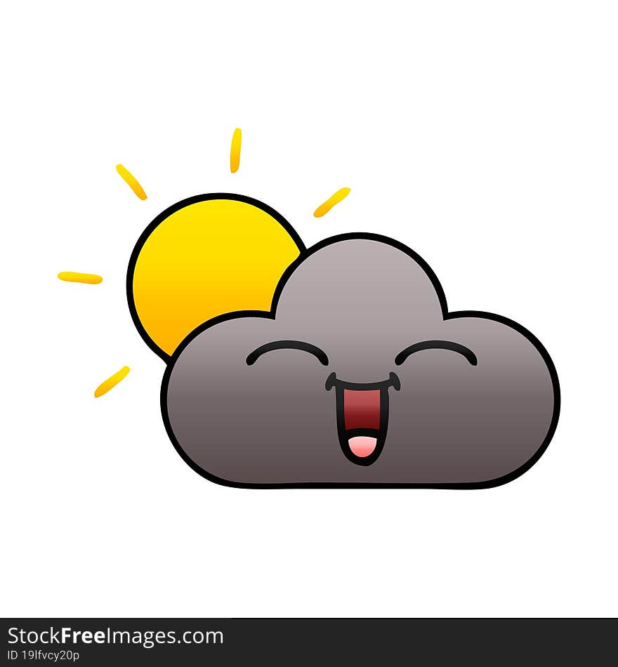 gradient shaded cartoon storm cloud and sun