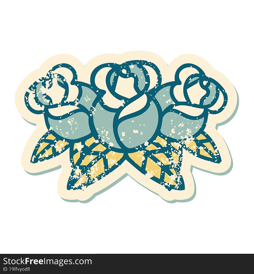 distressed sticker tattoo style icon of a bouquet of flowers