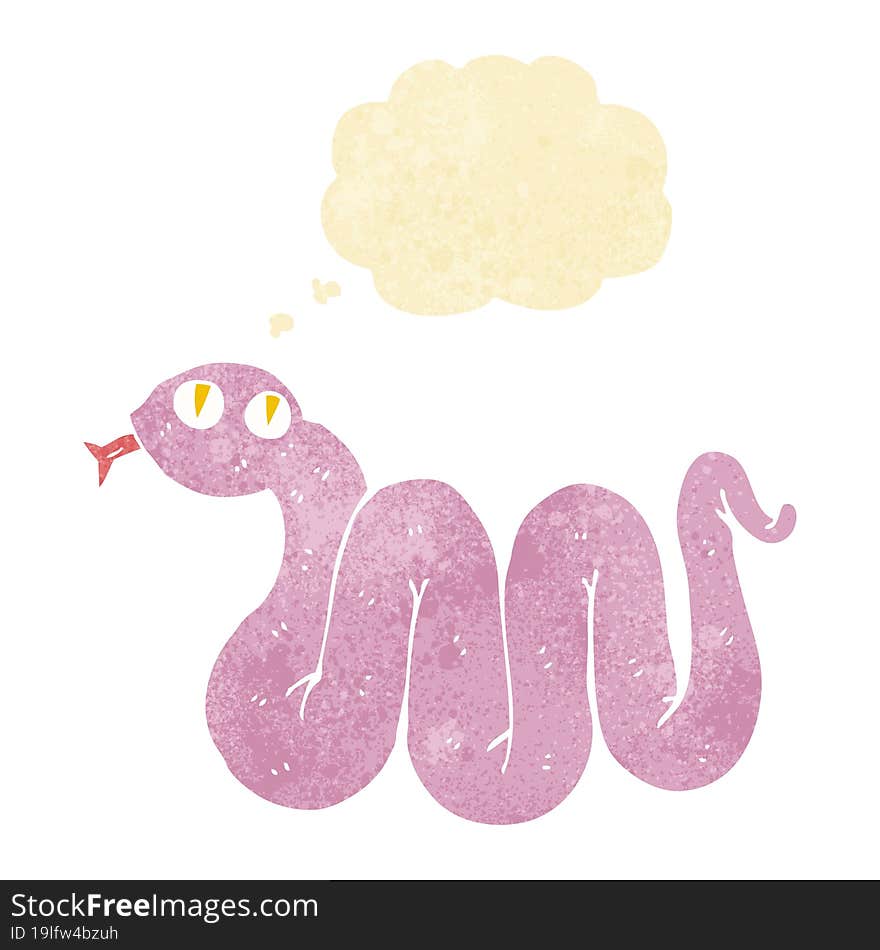 funny cartoon snake with thought bubble