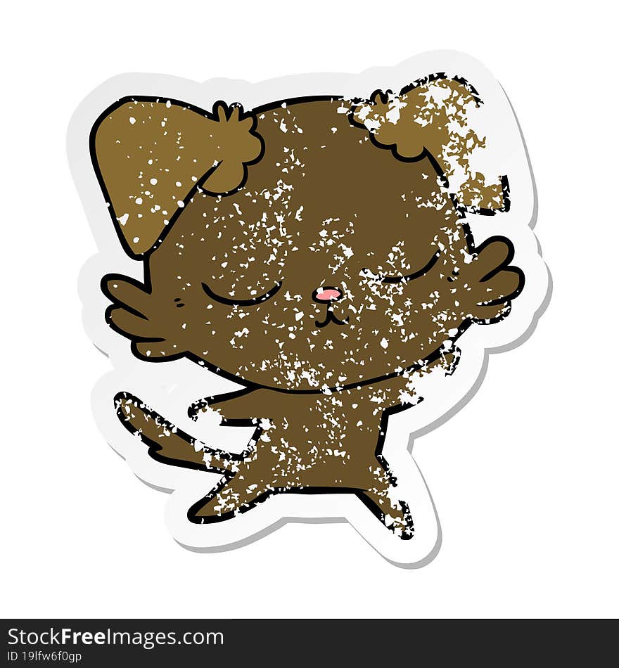 distressed sticker of a cute cartoon dog