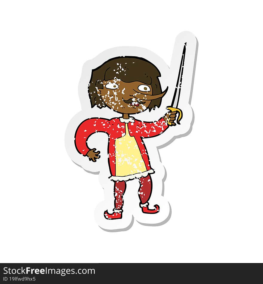 retro distressed sticker of a cartoon man with sword