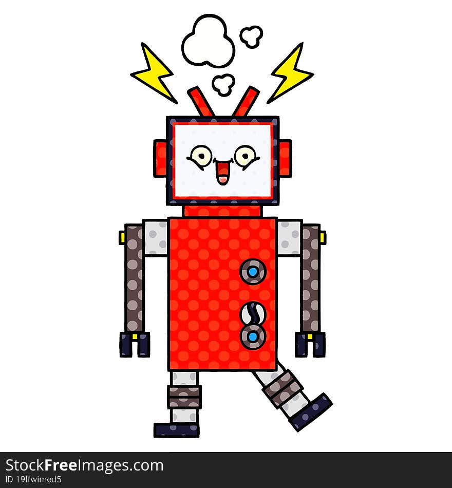 comic book style cartoon of a robot