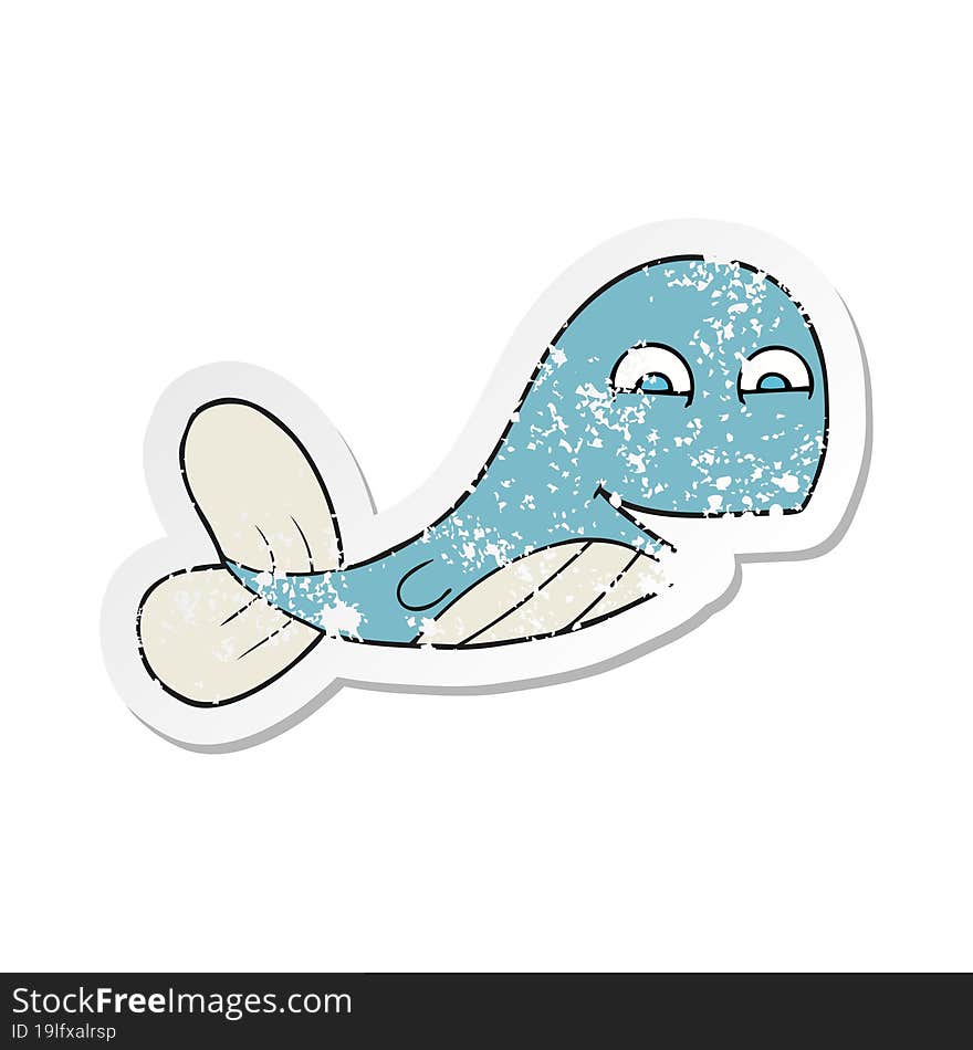 retro distressed sticker of a cartoon whale