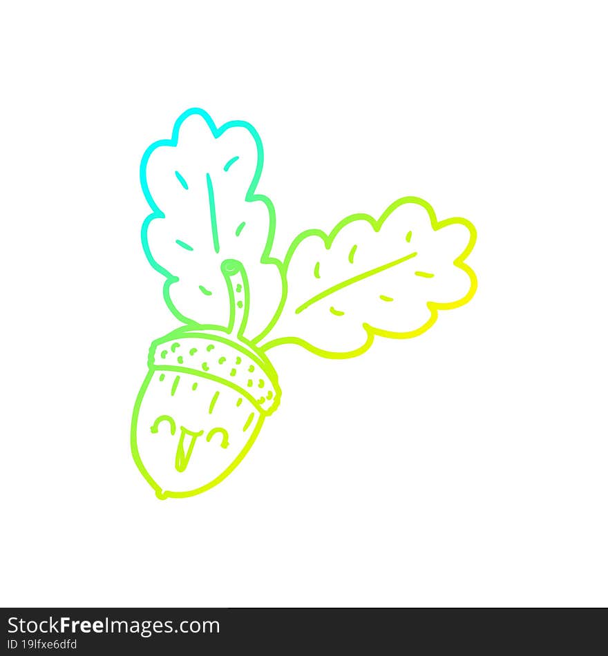 Cold Gradient Line Drawing Cartoon Acorn