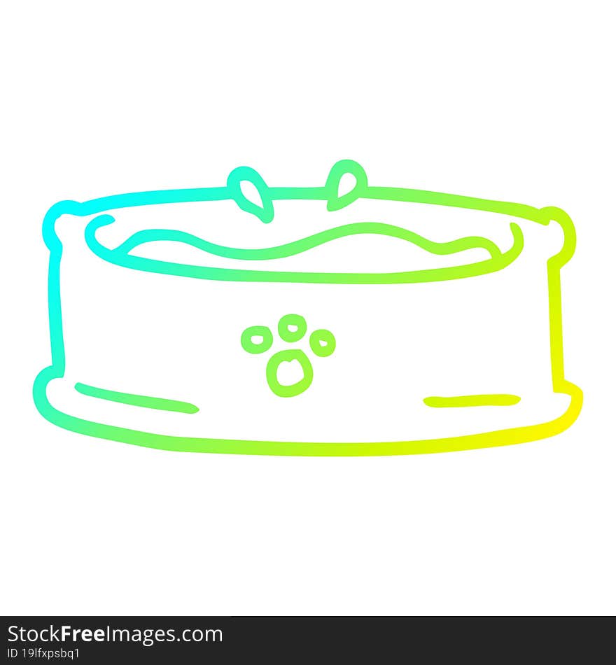 cold gradient line drawing cartoon pet bowl