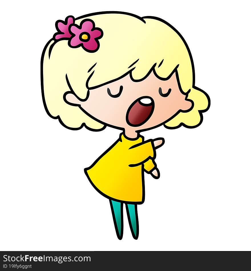 gradient cartoon illustration of a cute kawaii girl. gradient cartoon illustration of a cute kawaii girl